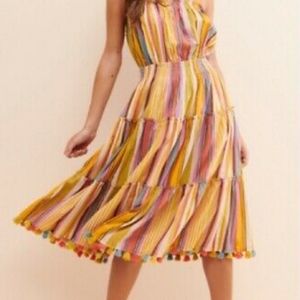 Anthropologie Feliza Strapless Striped Smocked Boho Dress NWT $168 plus size